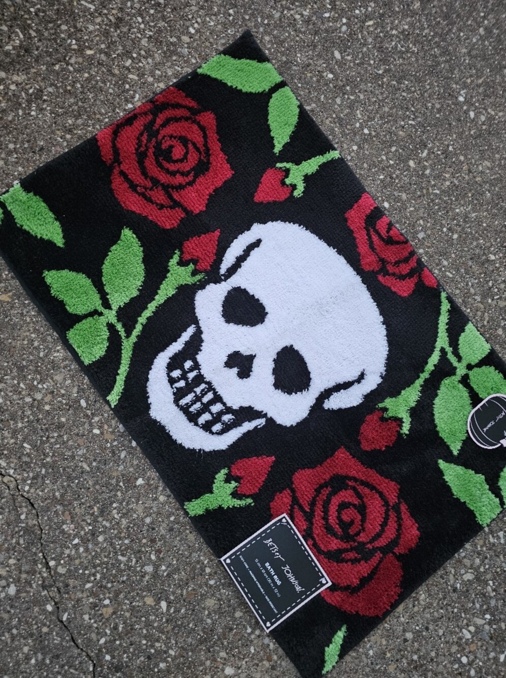 Betsey Johnson Skull Roses Bath Mat Rug New 20"x32" Machine Washable Bathroom